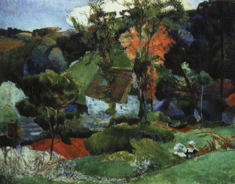 Paul Gauguin landskap, pont-aven oil painting picture
